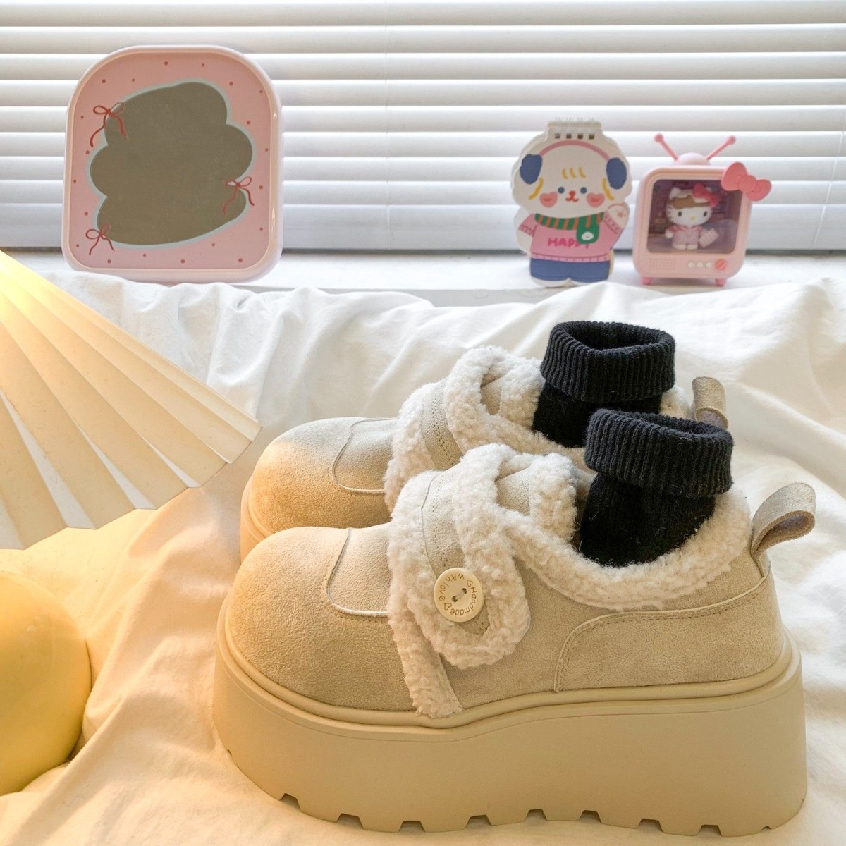 休闲厚底加绒加厚雪地靴女2025冬季新款洋气短筒毛毛棉鞋百搭,女鞋,时尚雪地靴,淘宝优惠券,粉丝福利购,淘宝优惠卷