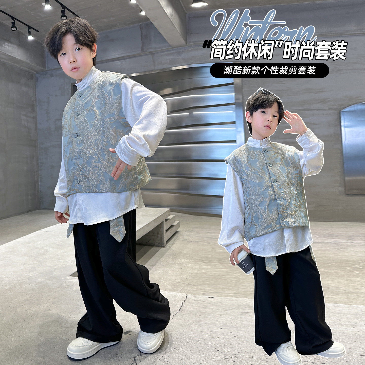 【国风潮童】男童汉服三件套图片