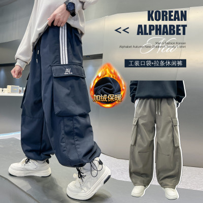 【一条过冬】男童加绒加厚工装裤