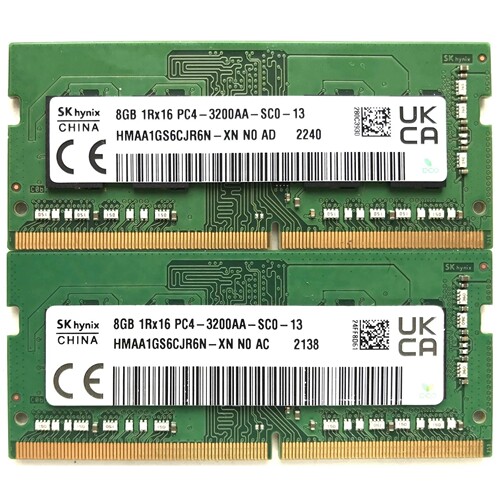 SK海力士 HMAA1GS6CJR6N-XN 8G 1RX16 PC4 3200AA DDR4笔记本内存