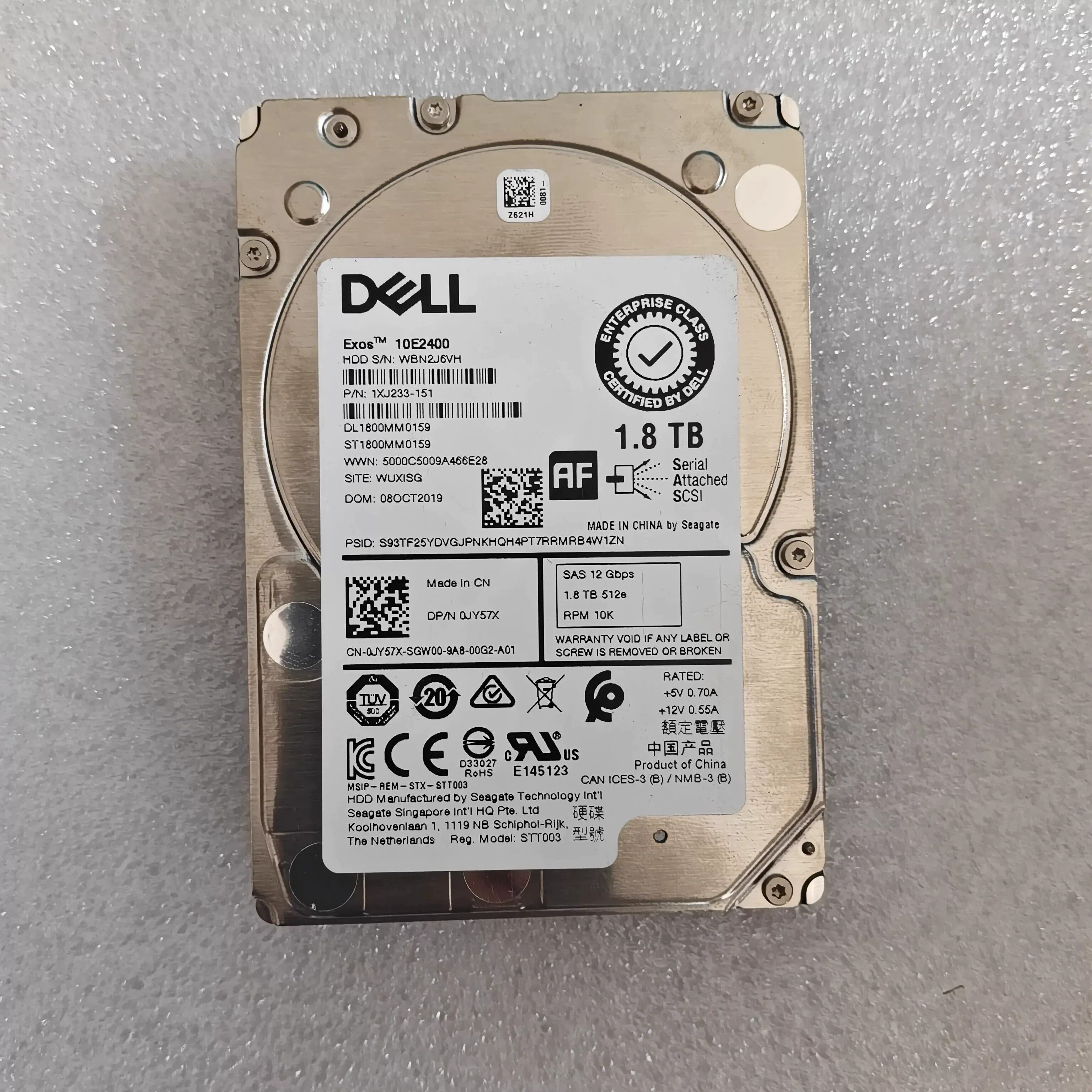 DELL原装 0JY57X 1.8T SAS 10K 12GB 2.5服务器硬盘ST1800MM0159