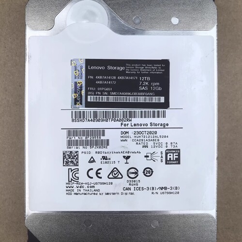 联想 4XB7A14172 01PG651 12T SAS 7.2K 12GB 3.5存储硬盘DE6000H