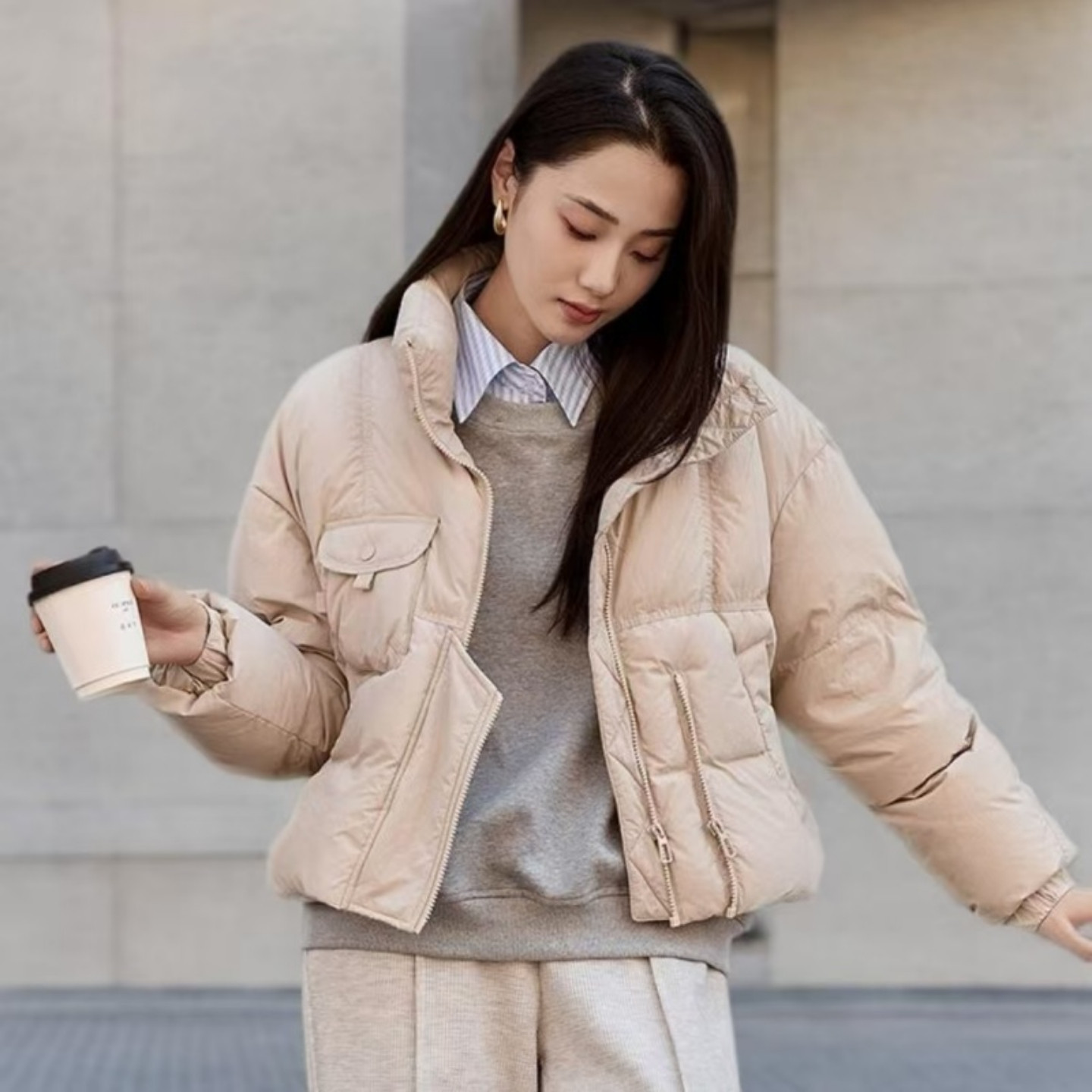 韩版茧型羽绒服女2025冬季新款高级感高品质立领加厚保暖短外套