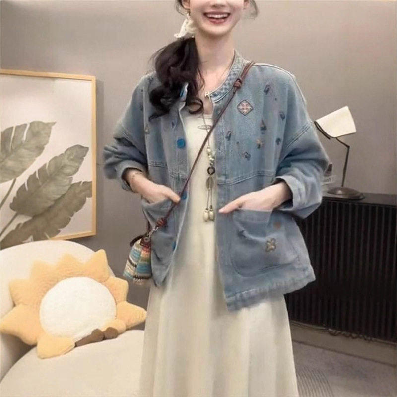 重工刺绣时尚设计感复古牛仔外套儿童牛仔外套