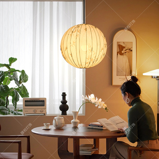 中式吊灯中国风餐厅茶室布艺阳台灯宋氏美学客厅竹子圆形装饰灯笼