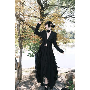 EVAN正版现货】暗黑风设计感西装外套上衣不规则半裙套装elywoood
