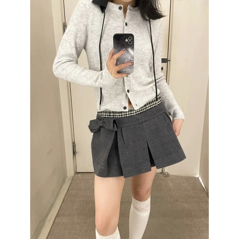 「格雷系少女」圆领内搭上衣开衫