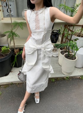 25SST【正确版现货】虞书欣同款 | 甜美立体蝴蝶结吊带长裙连衣裙