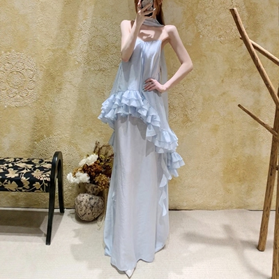 EVAN【正版●设计师限量版】海边度假裙仙女沙滩裙拖尾长裙连衣裙