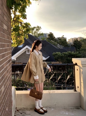 许妍同款【正版 | L*fame拉菲母设计师】卡其色外套显瘦夹克风衣