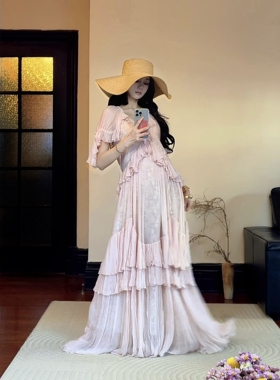 EVAN【正版重工●设计师】海边度假风仙女裙连衣裙荷叶边显瘦长裙