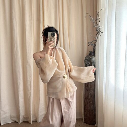 早春|设计师款桑蚕丝老钱上衣