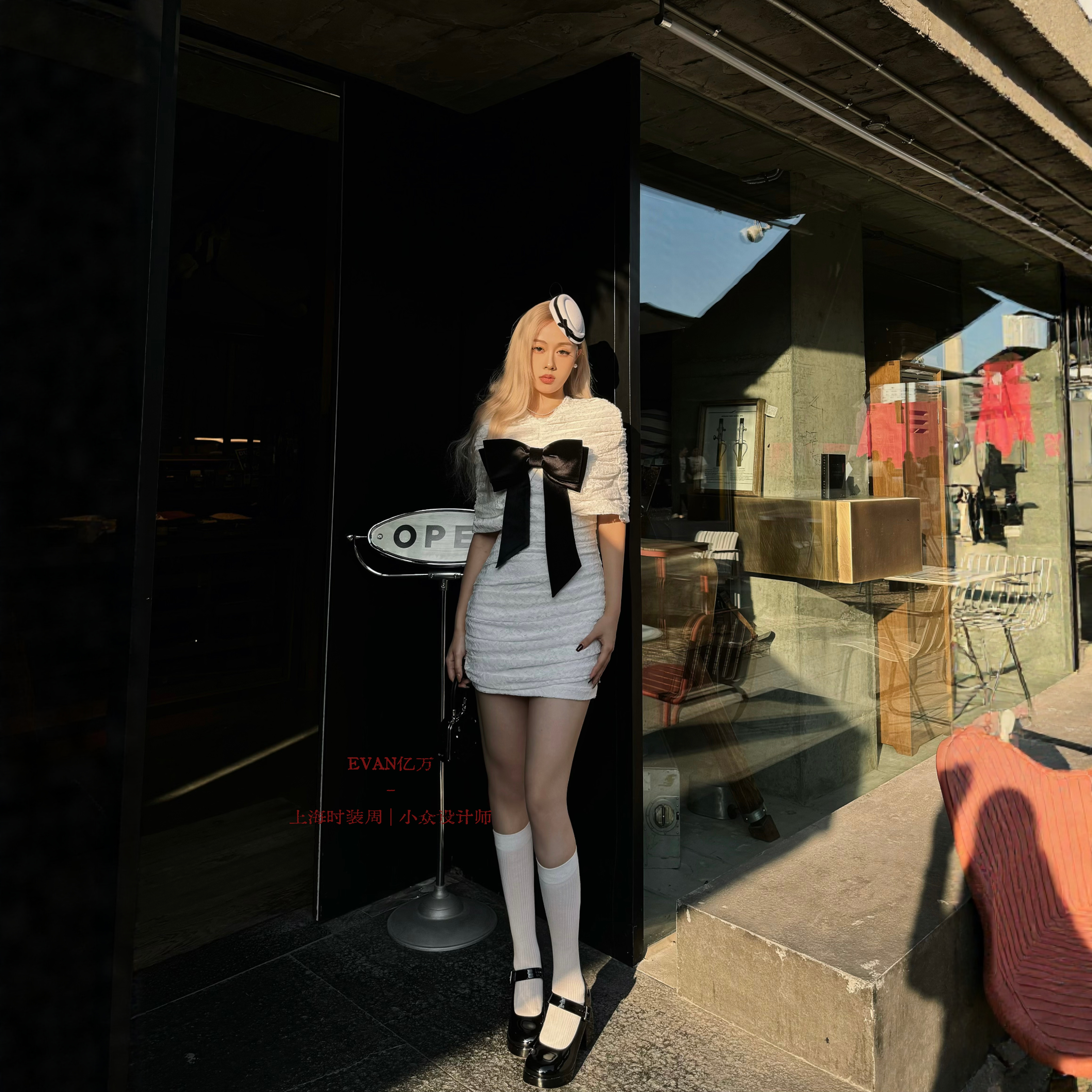 许妍同款【赵露思 | 正版SST】立体蝴蝶结蕾丝礼服连衣裙披肩外套