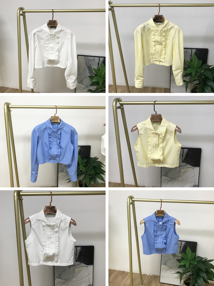 孤品限量款对版】小众设计感学院风木耳边白领衬衫背心娃娃领上衣