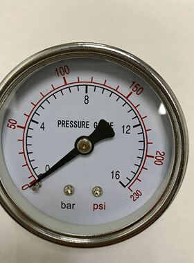轴向式压力表 y60 0-16bar 230psi 直径60mm 压力1.6mpa 牙pt1/4