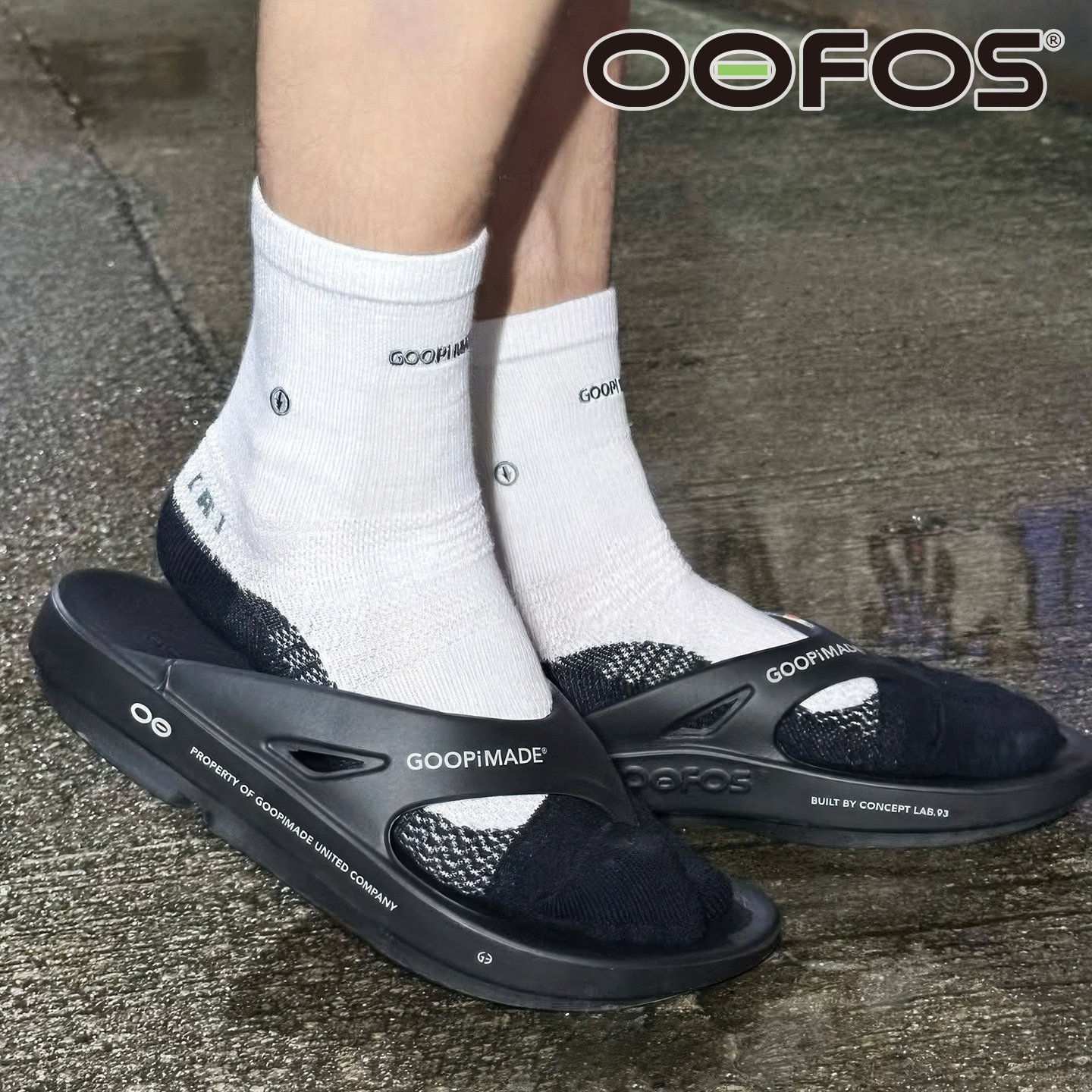 OOFOSxGOOPI户外缓震人字拖