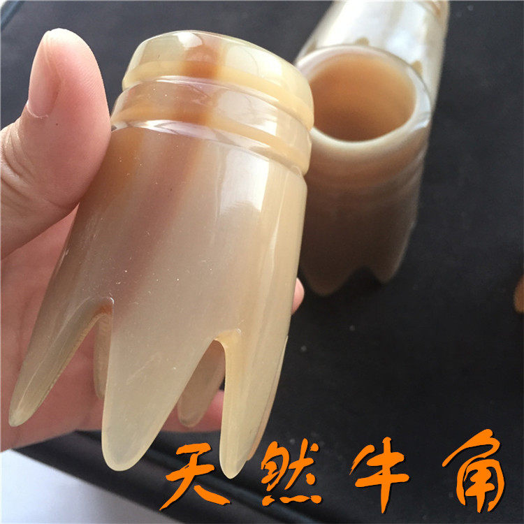 角艺轩天然白牦牛角洗头梳宽齿点穴按摩头皮推胆经防静电防脱发纯