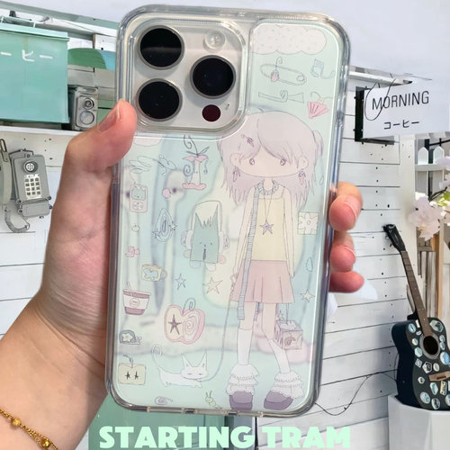 薄荷绿女孩自然ins透明手机壳