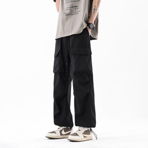 户外多口袋褶皱直筒休闲裤可调节束脚裤A321-K9886-P50图片