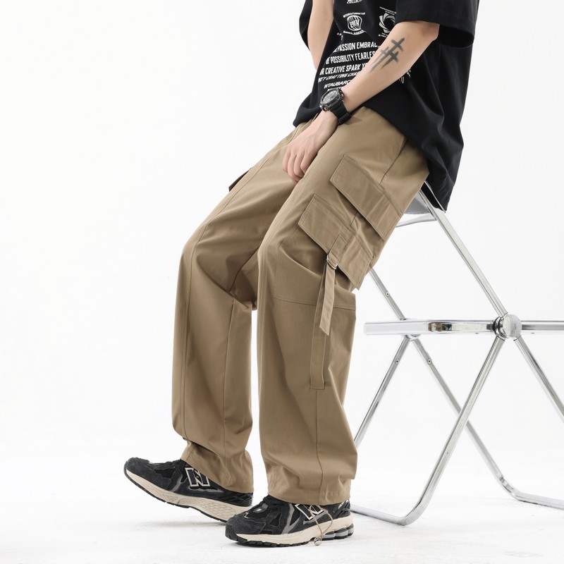 复古工装裤男春季新款美式休闲口袋抽绳束脚直筒裤A321-K9885-P55,男装休闲裤,电商A321