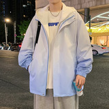 春秋季渐变连帽夹克假两件休闲防水潮流外套A321-J7833-P75，男装夹克，电商A321