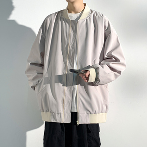 现货美式复古棒球服外套纯色潮牌宽松休闲飞行夹克A321-J7803-P55图片
