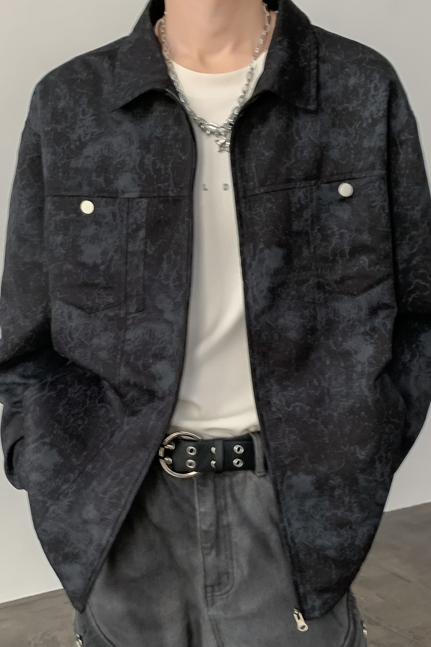 秋季老钱风水墨衬衫百搭休闲长袖衬衣A321-CS038-P70控109,男装衬衫,电商A321