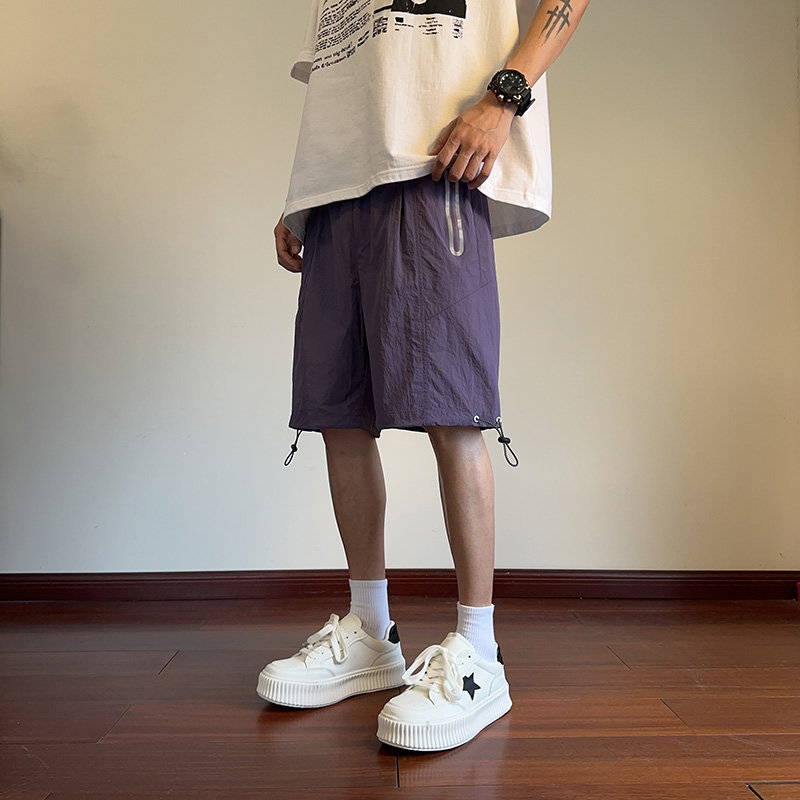 夏季反光条休闲五分裤工装男女百搭休闲短裤A321-K9215-P38，男装牛仔裤，电商A321