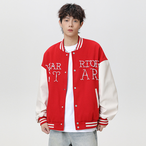 春秋刺绣PU棒球服外套男女休闲夹克A321-J9952-P90,slp棒球外套搭配图片