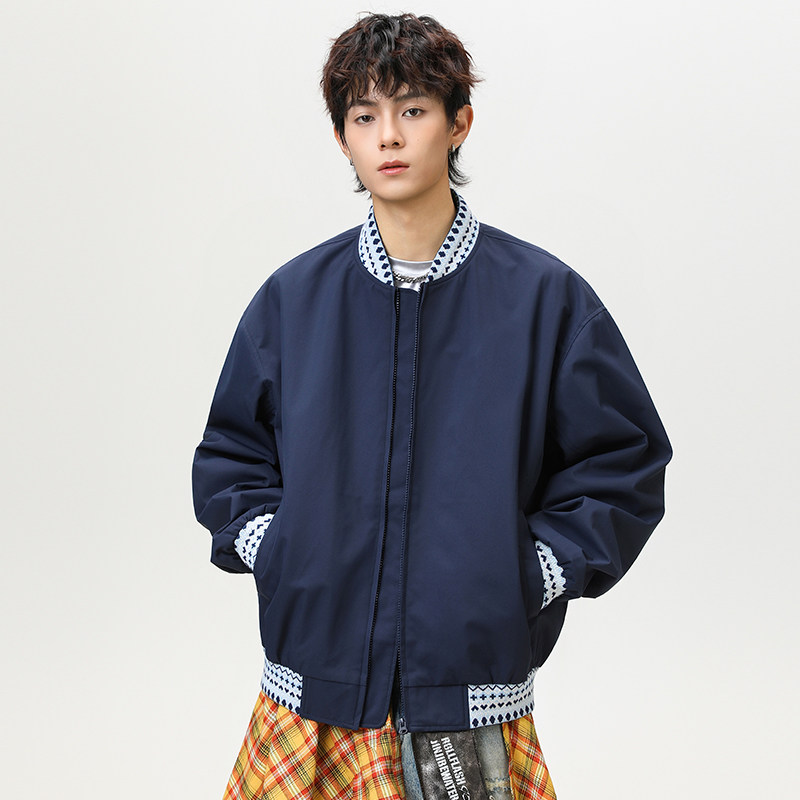 春秋复古棒球服撞色宽松休闲夹克外套A321-J9978-P75,男装夹克,电商A321