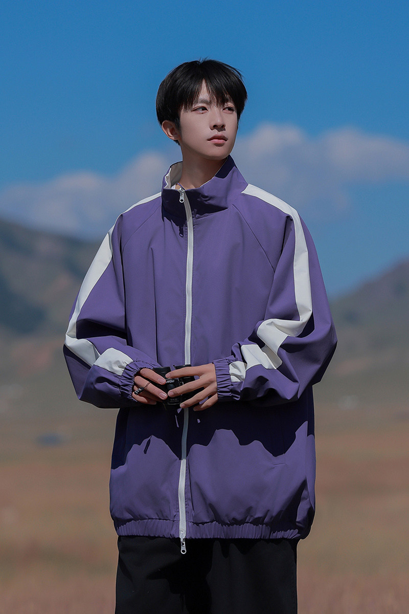 拼接撞色立领夹克春秋季潮牌双面穿休闲外套A321-J7907-P65,男装夹克,电商A321