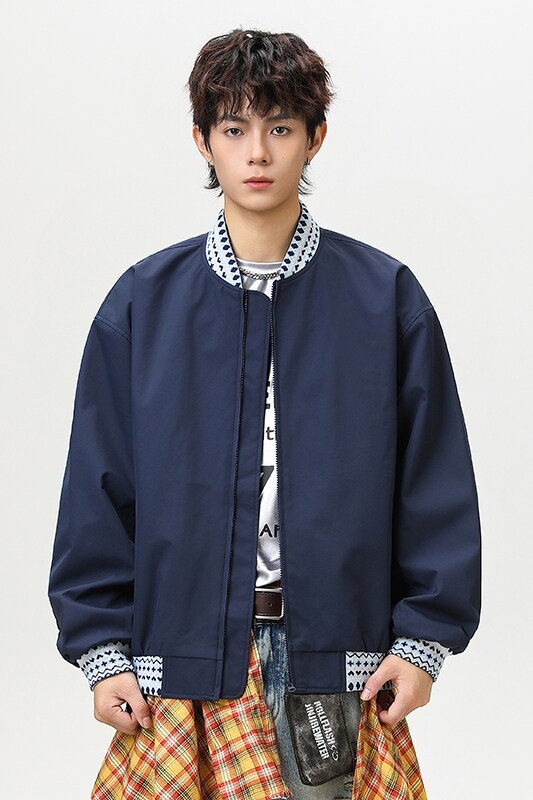 春秋复古棒球服撞色宽松休闲夹克外套A321-J9978-P75,男装夹克,电商A321