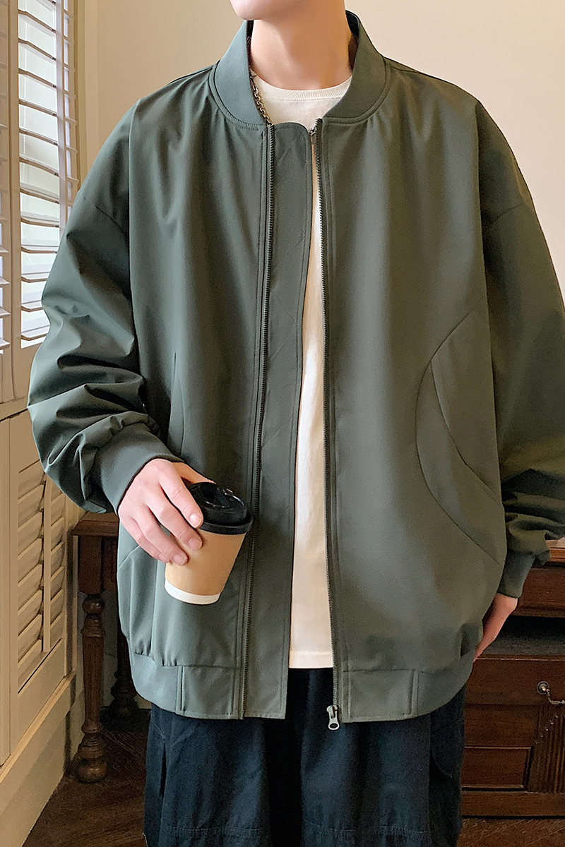美式复古棒球服外套男纯色潮牌宽松休闲飞行夹克A321-J7803-P55,男装夹克,电商A321