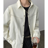 秋季老钱风纯色百搭休闲衬衫A321-CS030-P58，男装衬衫，电商A321