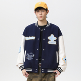 现货春秋棒球服外套男女刺绣PU休闲宽松百搭夹克A321-J9955-P90，男装夹克，电商A321