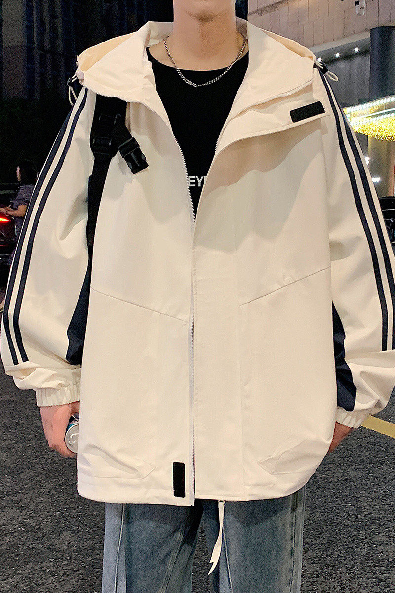 现货户外山系潮牌冲锋衣条纹休闲外套连帽夹克A321-J7832-P70,男装夹克,电商A321