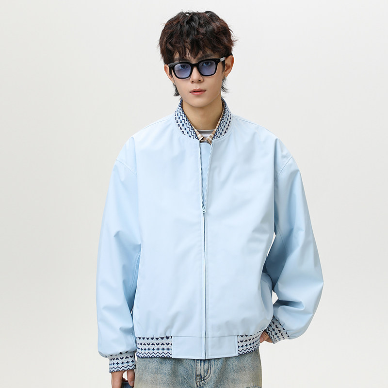 春秋复古棒球服撞色宽松休闲夹克外套A321-J9978-P75图片