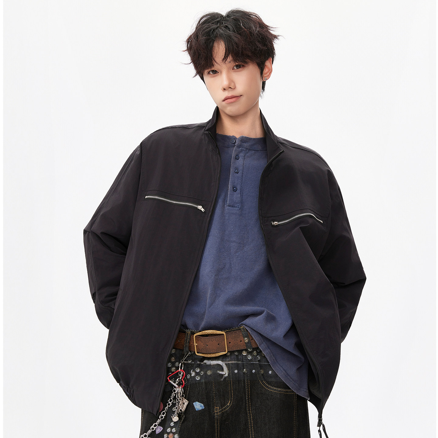 春秋立领纯色夹克休闲百搭棒球服外套A321-J060-P78  控118图片