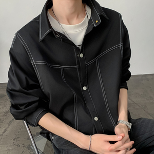 秋季老钱风纯色百搭休闲衬衫A321-CS030-P58,男装衬衫,电商A321