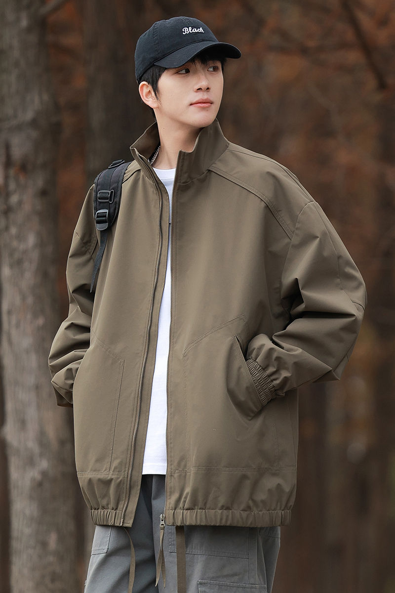 现货春秋休闲纯色百搭基础款夹克潮牌立领外套A321-J7822-P65,男装夹克,电商A321