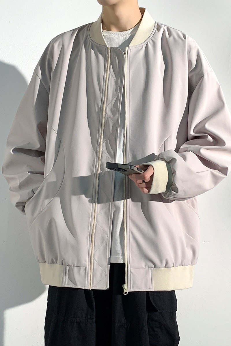 现货美式复古棒球服外套纯色潮牌宽松休闲飞行夹克A321-J7803-P55,男装夹克,电商A321