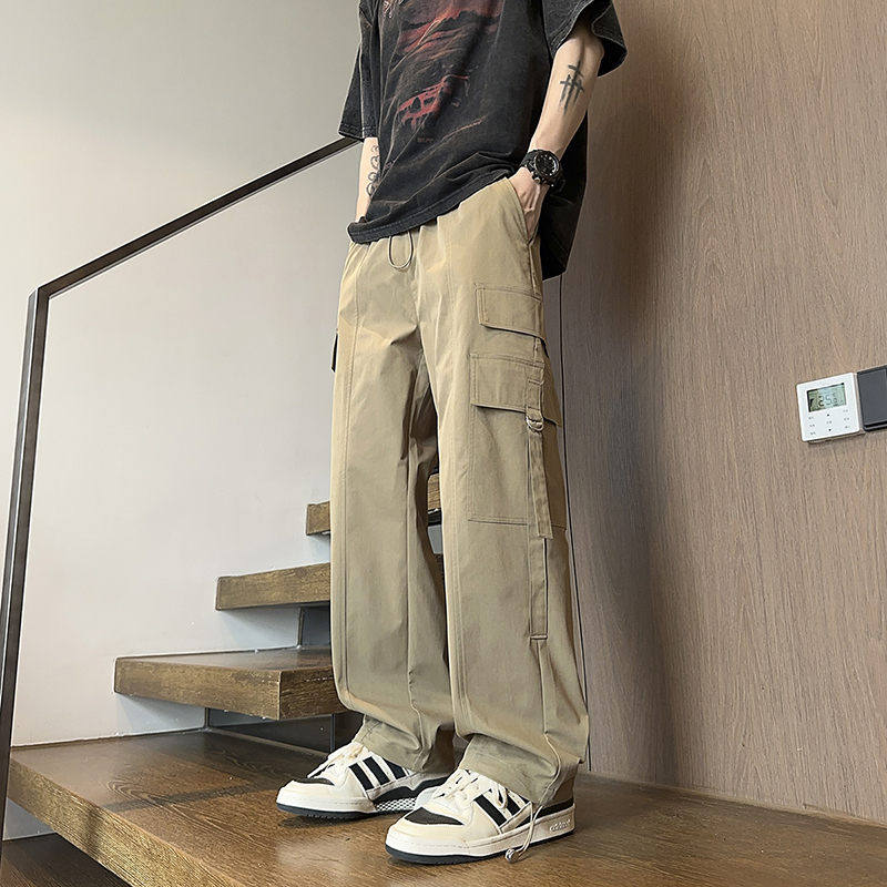 复古工装裤男春季新款美式休闲口袋抽绳束脚直筒裤A321-K9885-P55,男装休闲裤,电商A321