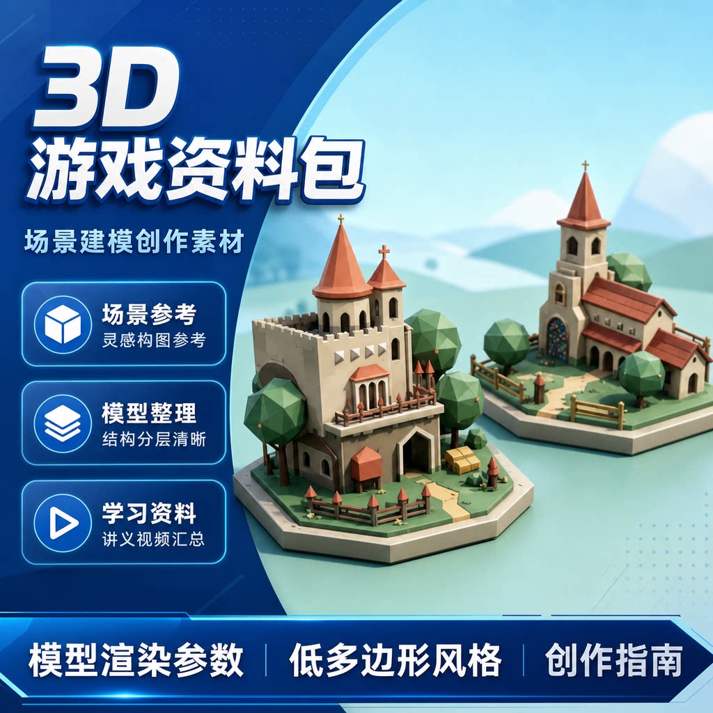 3D游戏美术资料场景建模指南模型低多边形风格渲染创作参数素材