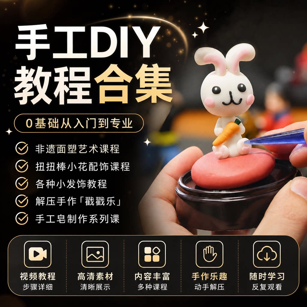 解压手作面塑戳戳乐扭扭棒diy手工教程手工皂小发饰可爱拼装模型