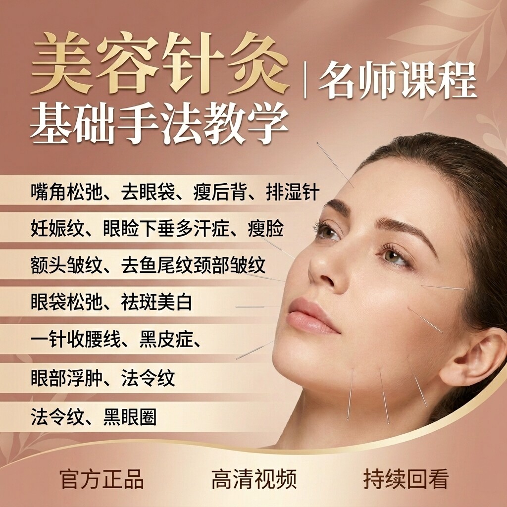 美容针灸高清全套零基础到精通面部美容手法教学视频课程