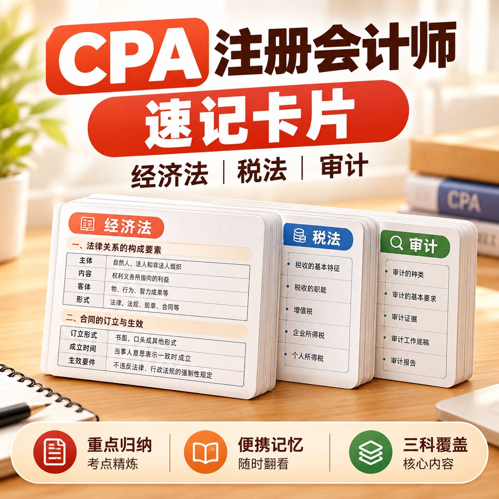 CPA注册会计师经济法税法审计速记卡片考试背诵辅导资料电子版