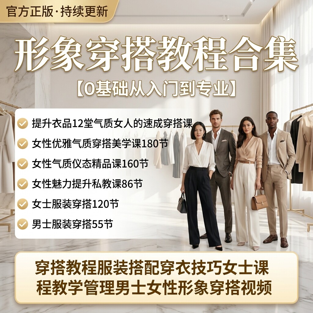 零基础男女形象穿搭教程女士气质仪态穿衣搭配男士着装全套自学