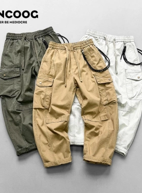 凡购春季美式潮牌百搭宽松水洗工装裤多口袋哈伦裤子大码休闲裤男