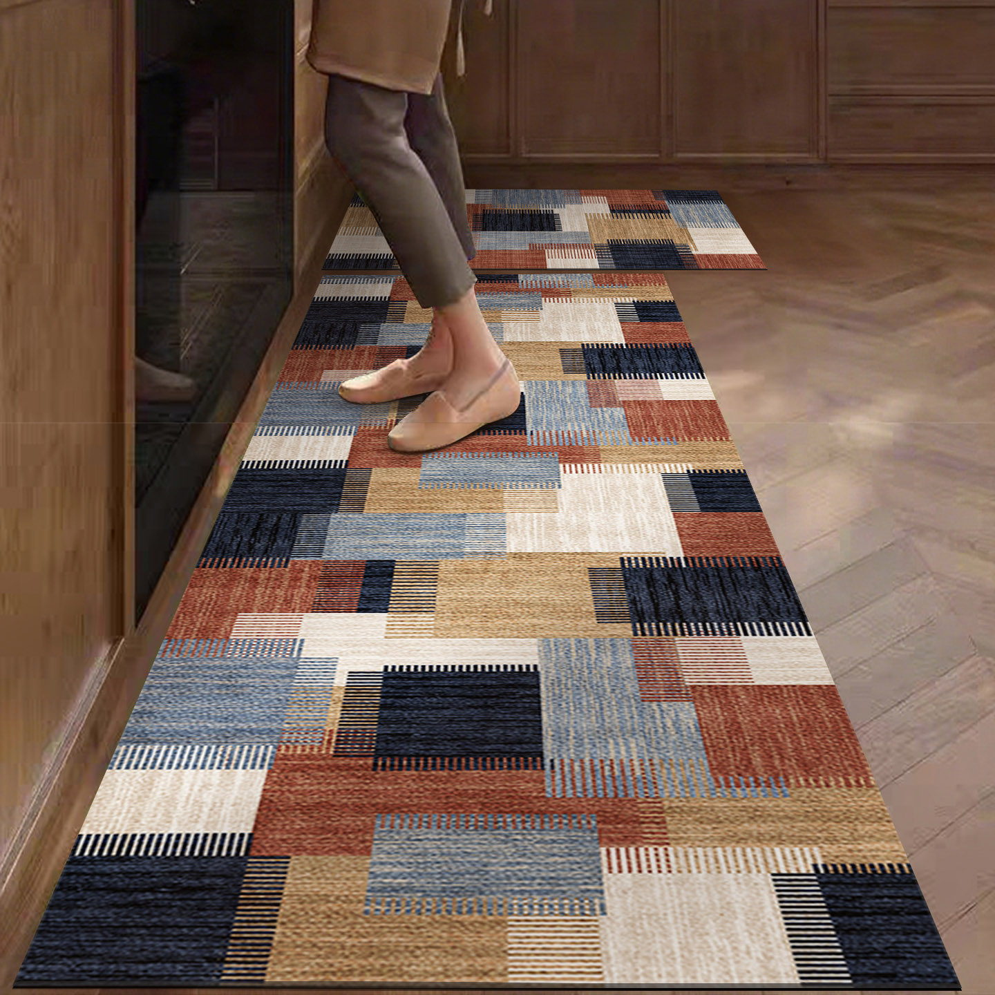 皮革厨房地垫美式复古防水防油可裁剪脚垫子2026新款可擦免洗地毯,居家布艺,厨房地垫,淘宝优惠券,粉丝福利购,淘宝优惠卷