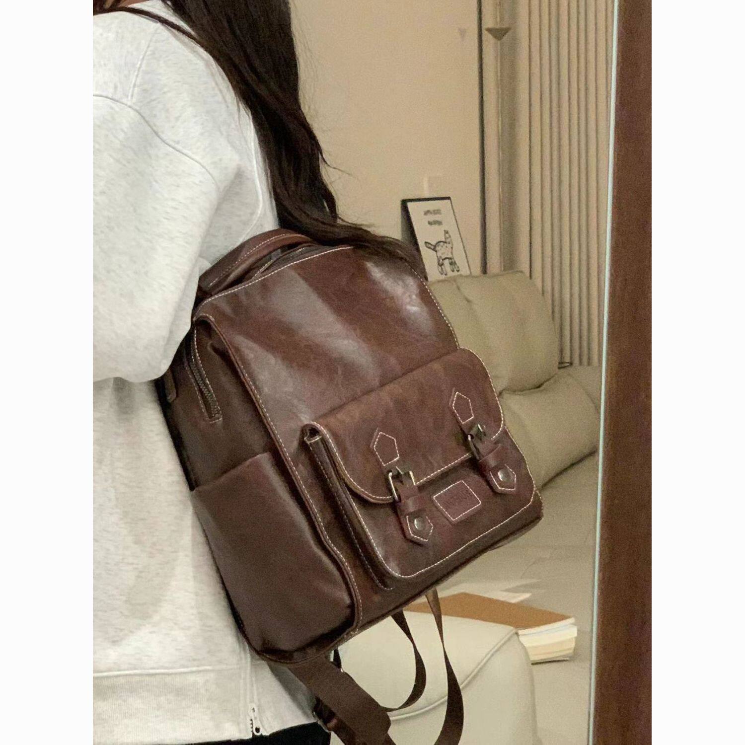 大容量学院风双肩包防泼高中生书包旅行平板12英寸电脑单肩背包